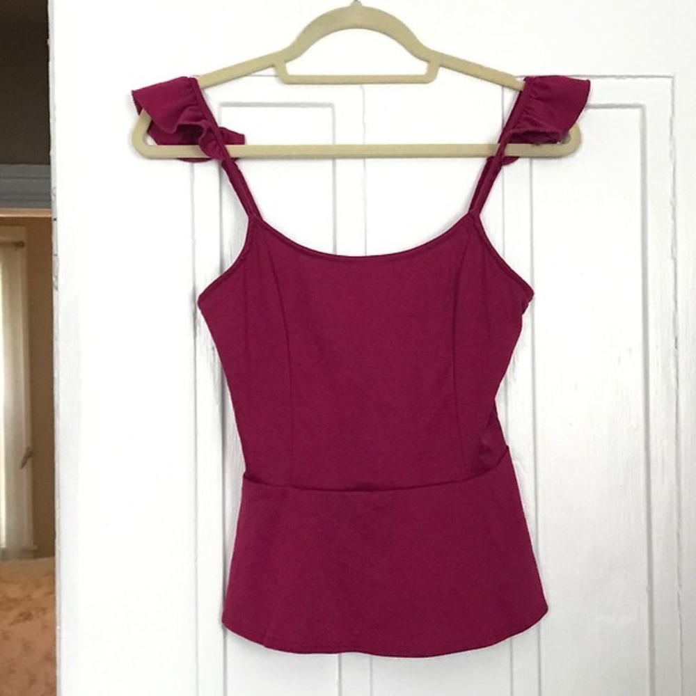 Sparkle and Fade Raspberry Peplum Top - Picture 4 of 6